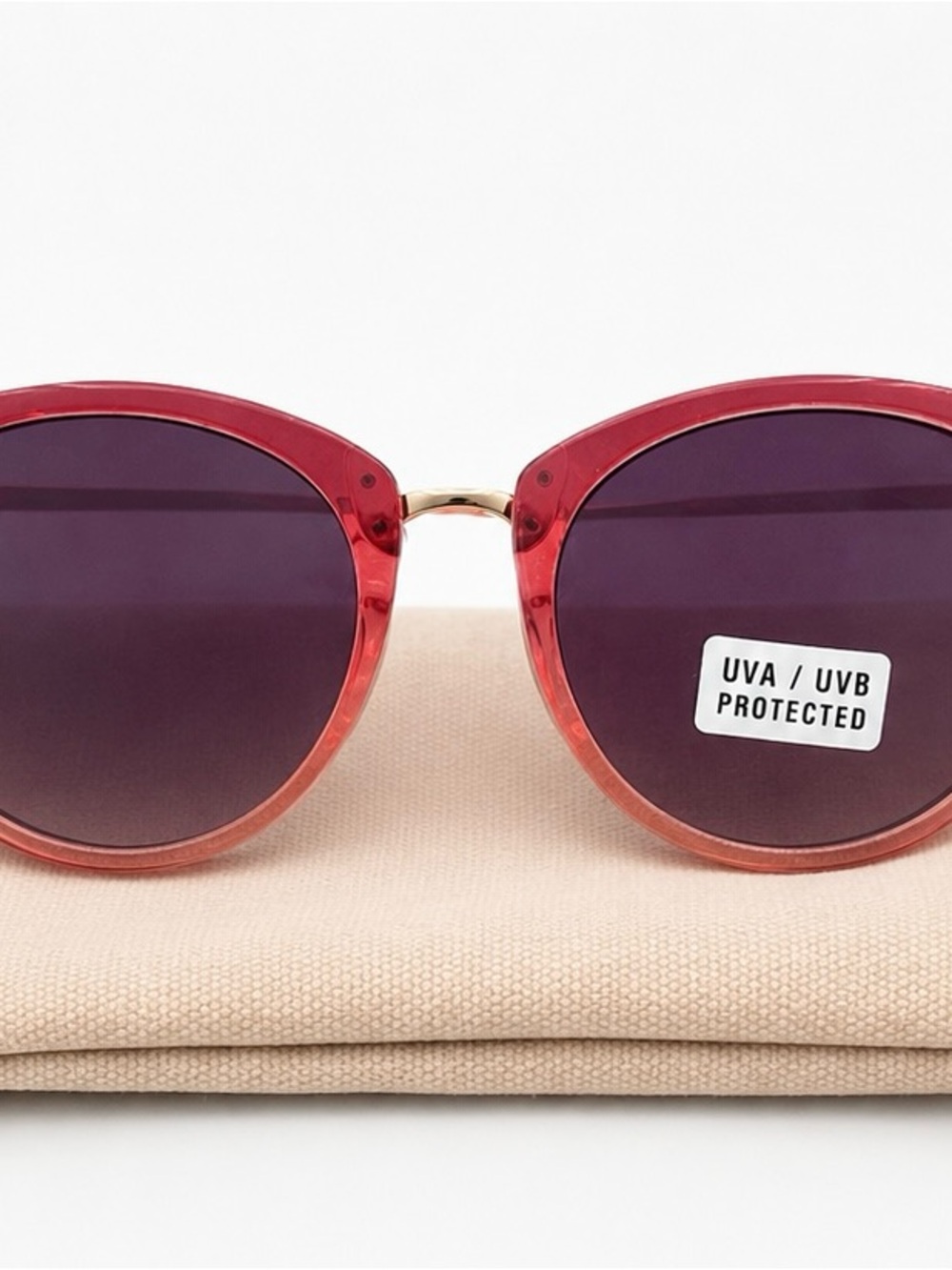 Summer & Rose Red Translucent Round Sunglasses | Gold Accents | UV400 | NWT